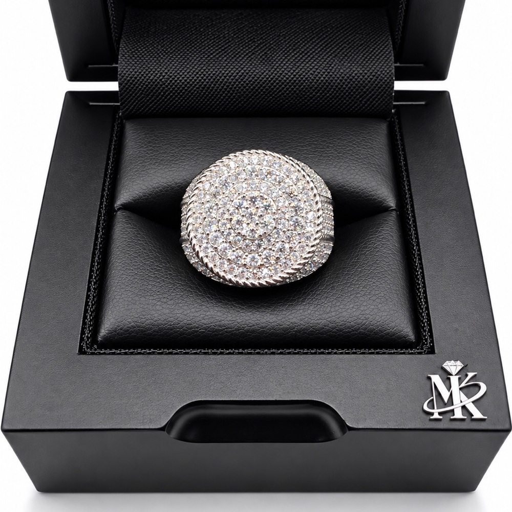 925 Sterling Silver 3.18CTW MOISSANITE Round Halo Men’s Ring Size 8 or 12